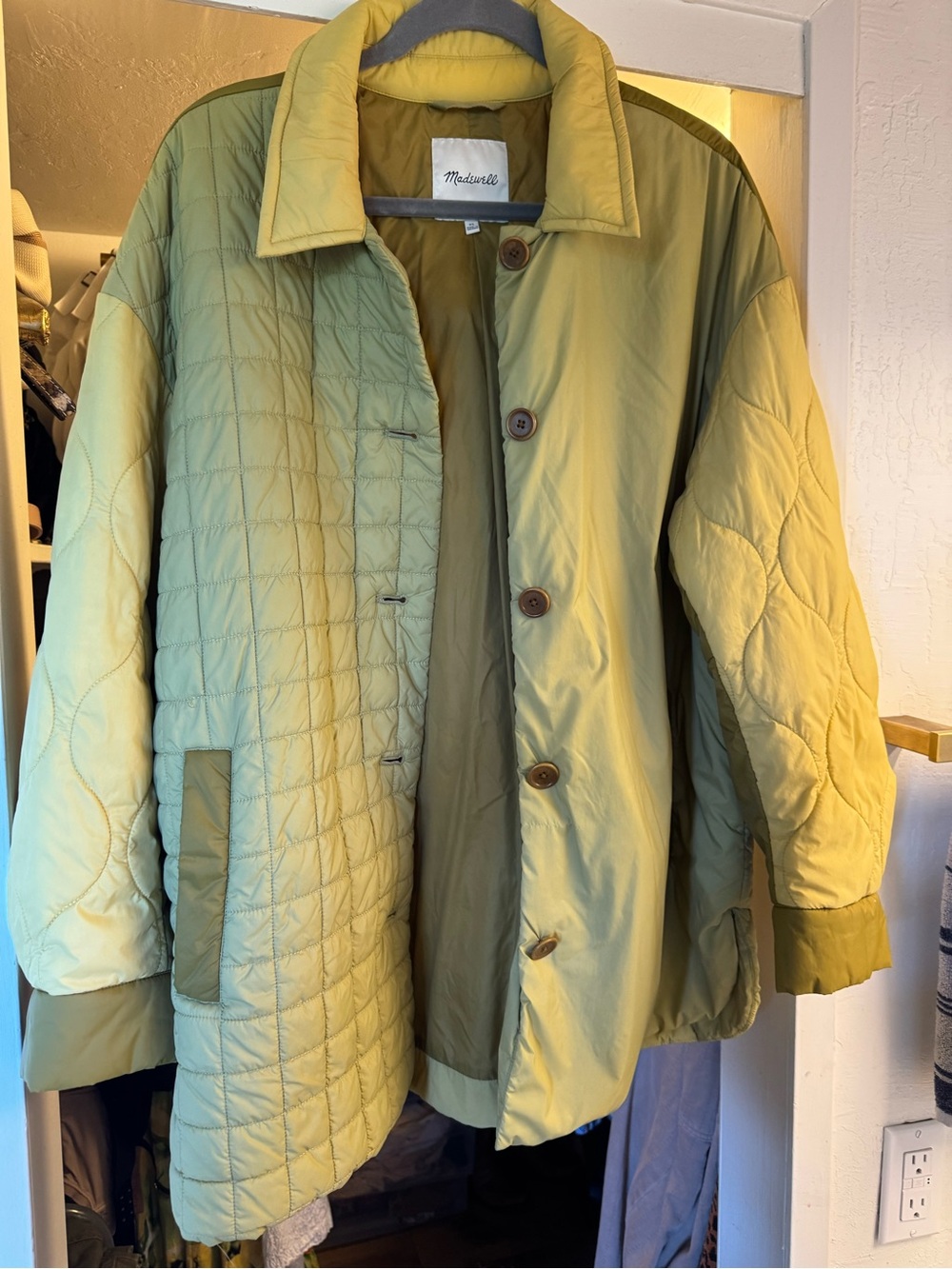 Madewell Light Green Quilted Jacket XL